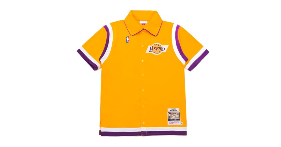 Garrett Leight Glco X Mitchell & Ness Rambis Shooting Shirt Gold Kleidung & Accessoires